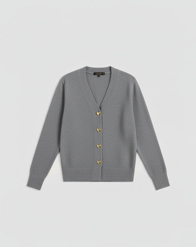 Elegancki wełniany kardigan z guzikami w kształcie serca