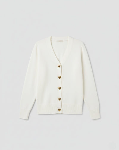 Elegancki wełniany kardigan z guzikami w kształcie serca