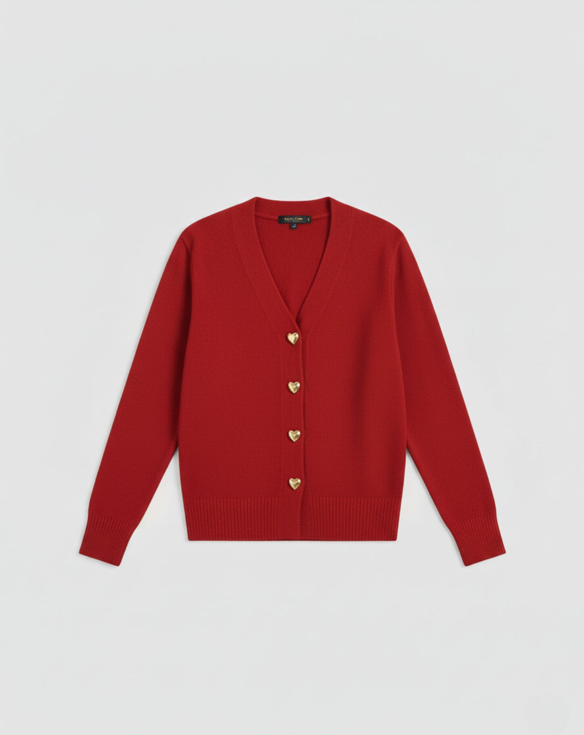 Elegancki wełniany kardigan z guzikami w kształcie serca