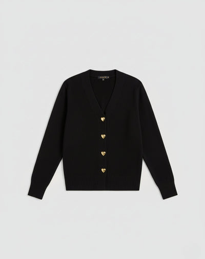 Elegancki wełniany kardigan z guzikami w kształcie serca