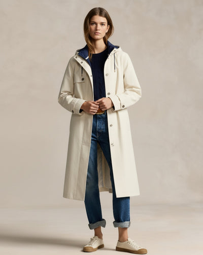 Wyrafinowany bawełniany płaszcz typu trencz w dwóch kolorach