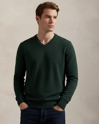 Sweter z dekoltem w serek Heritage Knit