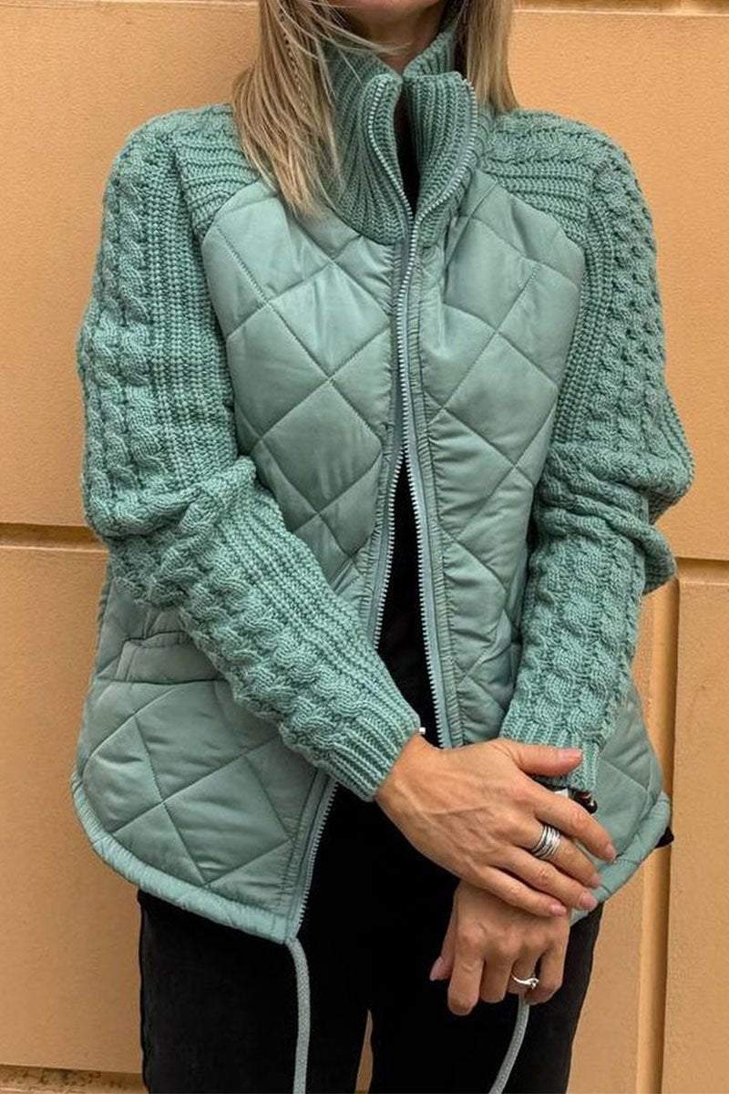 Gemma – Damska kurtka casualowa z dzianiny w jednolitym kolorze, zapinana na zamek