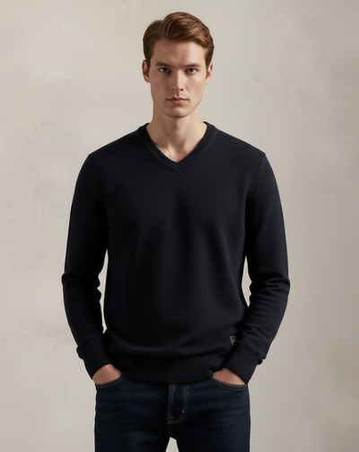 Sweter z dekoltem w serek Heritage Knit