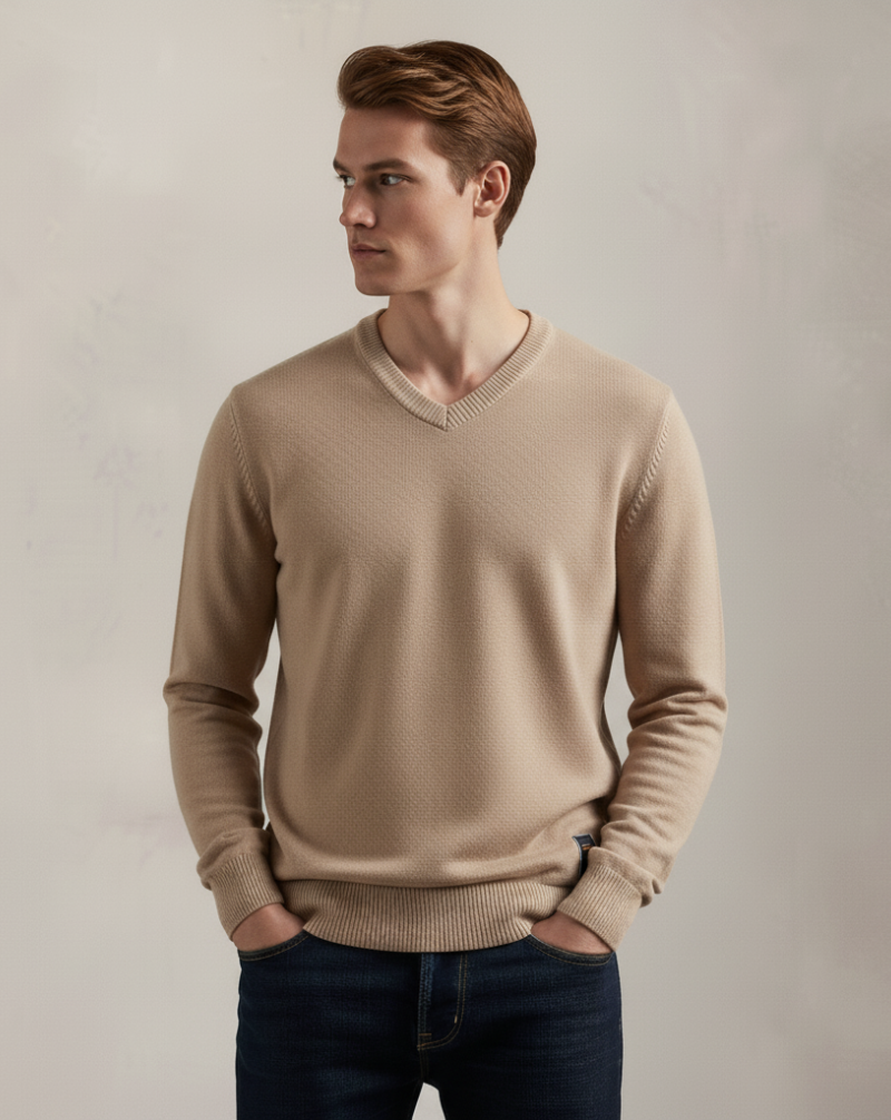 Sweter z dekoltem w serek Heritage Knit