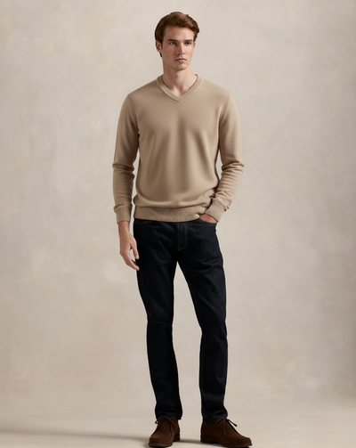 Sweter z dekoltem w serek Heritage Knit