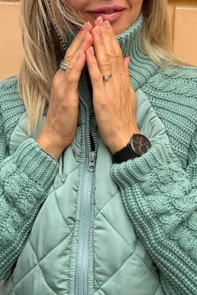 Gemma – Damska kurtka casualowa z dzianiny w jednolitym kolorze, zapinana na zamek