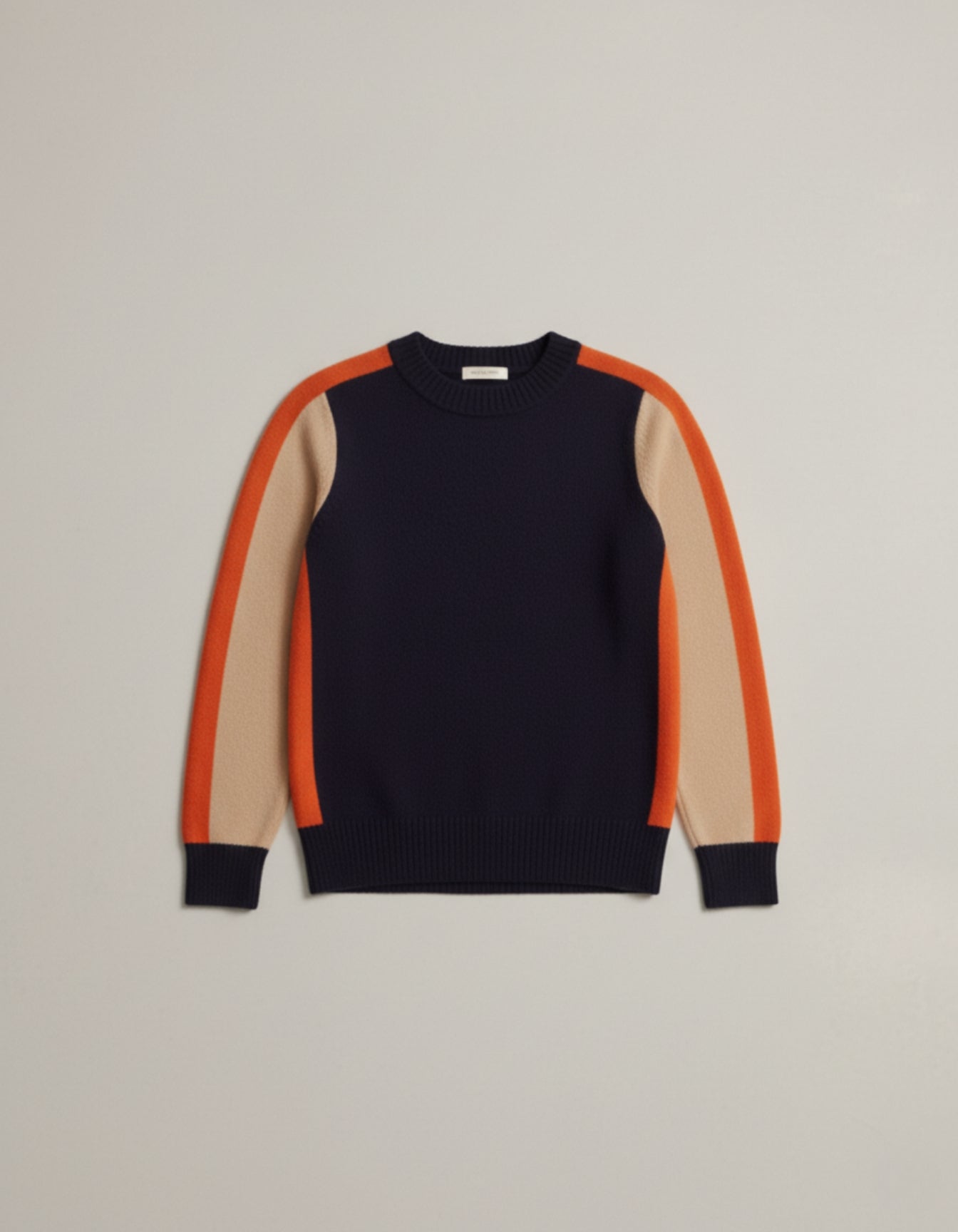 Sweter z okrągłym dekoltem z wełny w blokach kolorów