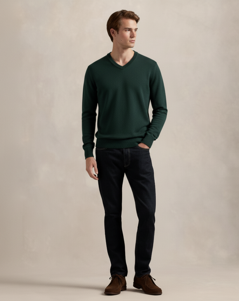 Sweter z dekoltem w serek Heritage Knit