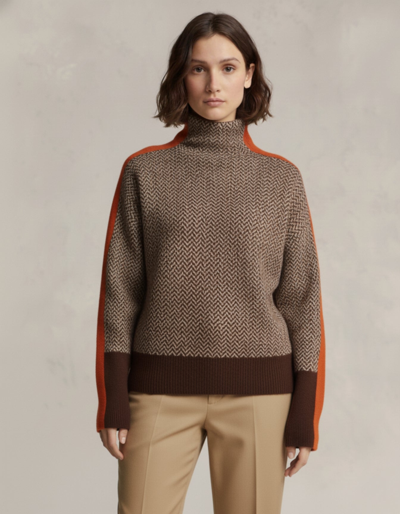 Sweter z golfem z wełny Heritage Chevron