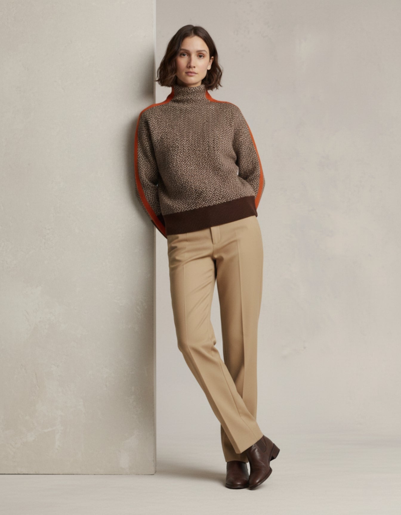 Sweter z golfem z wełny Heritage Chevron