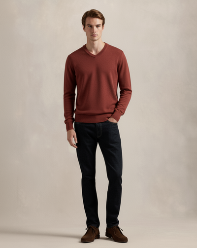 Sweter z dekoltem w serek Heritage Knit