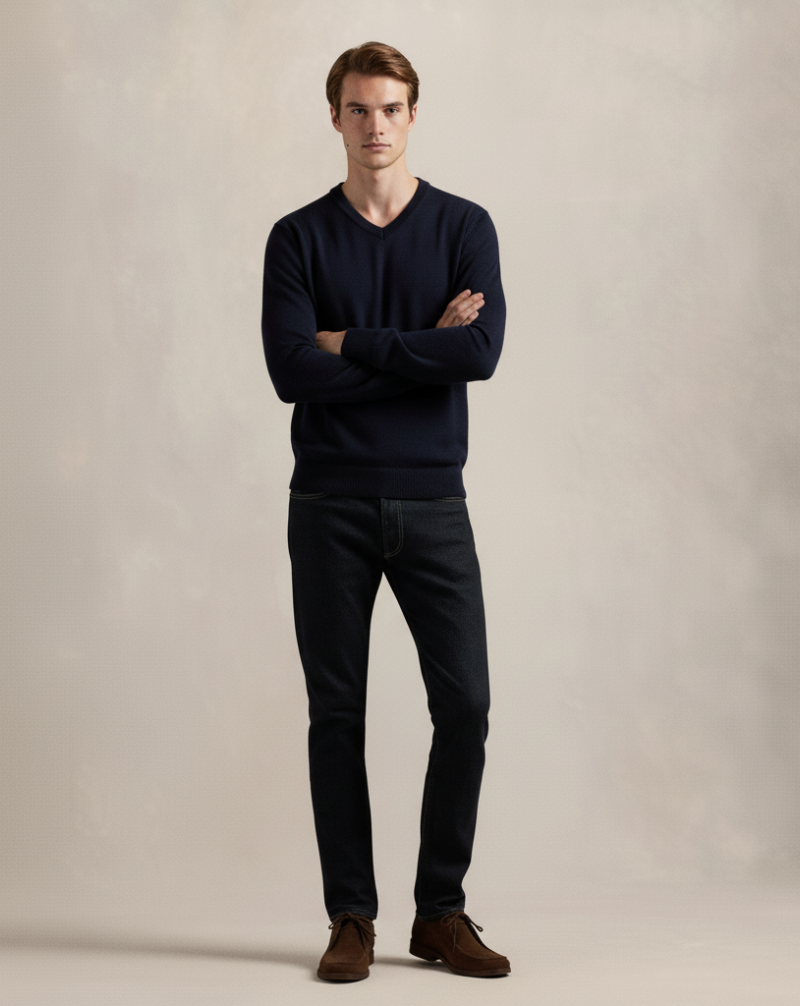 Sweter z dekoltem w serek Heritage Knit