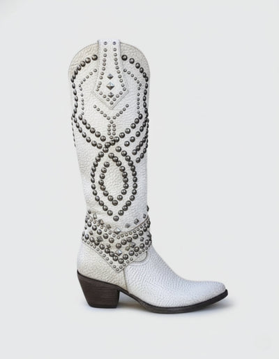 Skórzane buty kowbojskie z ćwiekami