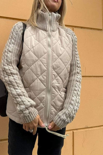 Gemma – Damska kurtka casualowa z dzianiny w jednolitym kolorze, zapinana na zamek