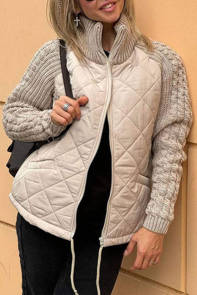 Gemma – Damska kurtka casualowa z dzianiny w jednolitym kolorze, zapinana na zamek