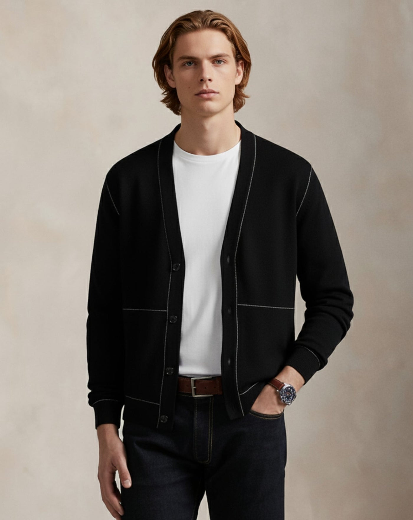 Elegancki dzianinowy kardigan z guzikami