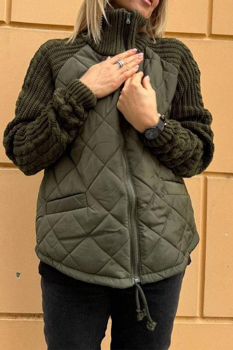 Gemma – Damska kurtka casualowa z dzianiny w jednolitym kolorze, zapinana na zamek