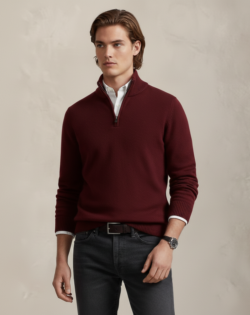 Sweter z dzianiny Heritage z zamkiem ćwierć