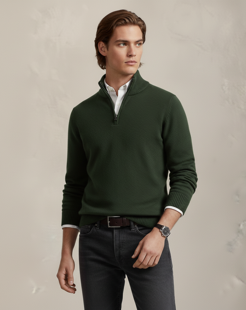 Sweter z dzianiny Heritage z zamkiem ćwierć