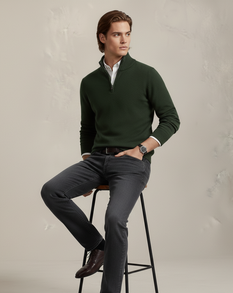 Sweter z dzianiny Heritage z zamkiem ćwierć