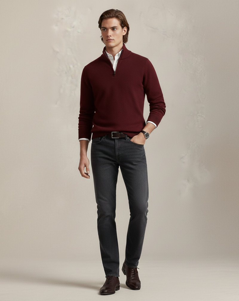 Sweter z dzianiny Heritage z zamkiem ćwierć