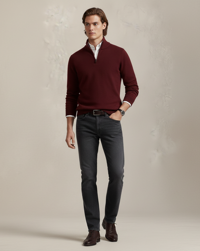 Sweter z dzianiny Heritage z zamkiem ćwierć