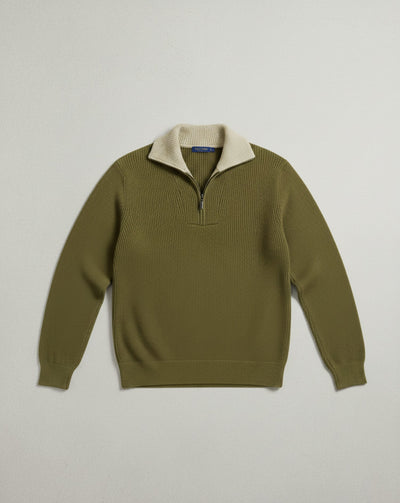 Sweter Heritage z kontrastowym kołnierzykiem i zamkiem błyskawicznym o długości 1/4