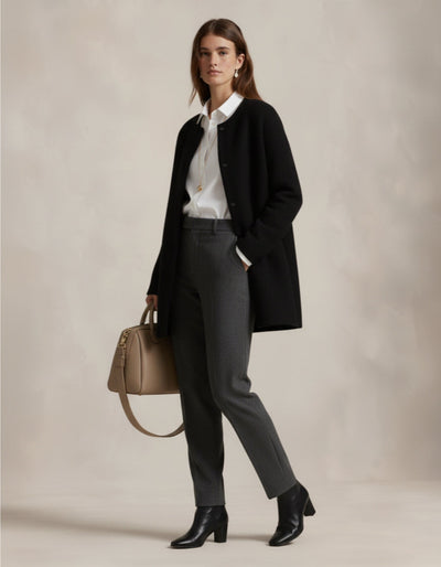 Klasyczny wełniany kardigan bez kołnierzyka