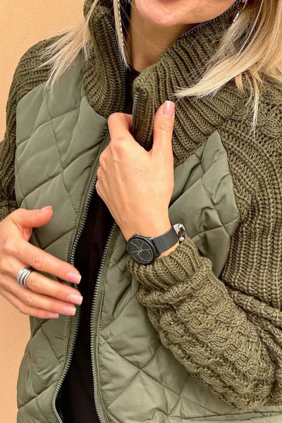 Gemma – Damska kurtka casualowa z dzianiny w jednolitym kolorze, zapinana na zamek