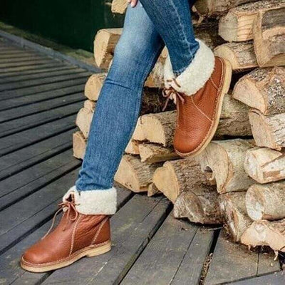 Elena - Wodoodporne buty ze skóry polarowej z wełnianą podszewką