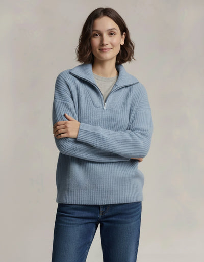 Sweter z dzianiny Heritage z zamkiem ćwierć