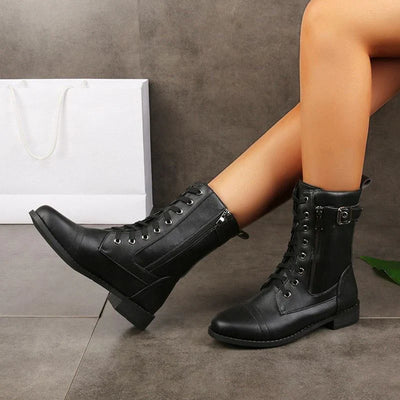 Nicole - Damskie buty ortopedyczne z okrągłym noskiem i zamkiem błyskawicznym z boku