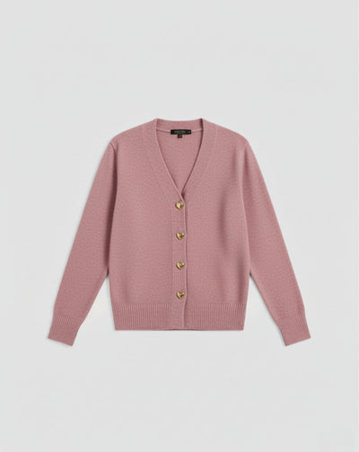 Elegancki wełniany kardigan z guzikami w kształcie serca