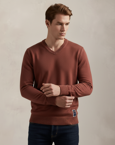 Sweter z dekoltem w serek Heritage Knit