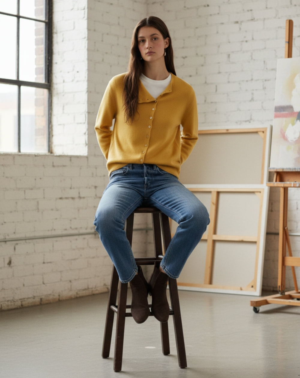 Elegancki wełniany sweter z guzikami