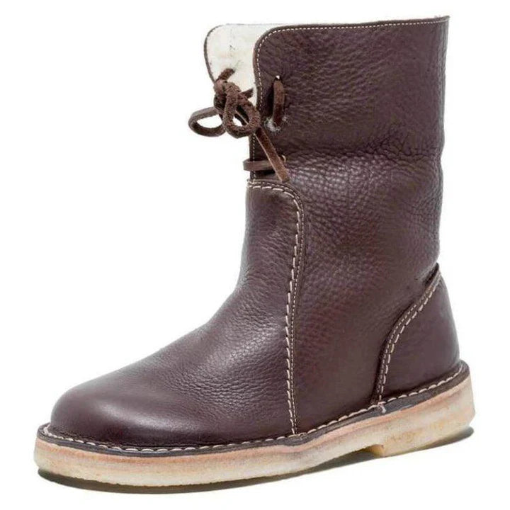 Elena - Wodoodporne buty ze skóry polarowej z wełnianą podszewką