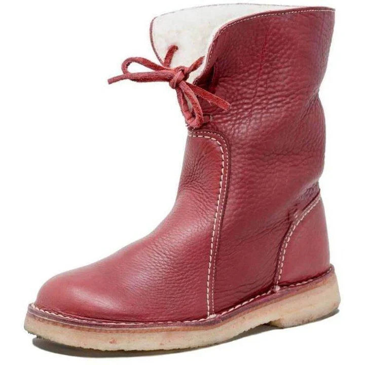 Elena - Wodoodporne buty ze skóry polarowej z wełnianą podszewką